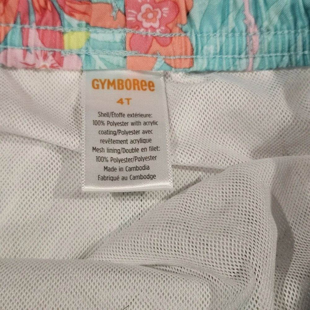 Gymboree‎ Boys Swim Trunks 4T Flamingo Tropical Print Drawstring